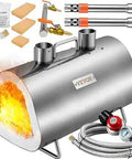 Portable Propane Forge With Dual Burners For Knife Making And Blacksmithing, large stainless steel forge with visible flame