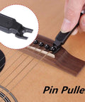 Upgrade Your Guitar Game With This Pro 3-In-1 String Winder Tool, featuring a compact pin puller on an acoustic guitar.