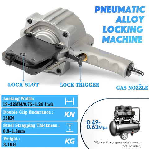 Bad Boy Pneumatic Steel Strapping Machine For Metal Banding Tools With Adjustable 19 To 32 Mm Width portable design showing lock trigger and nozzle.