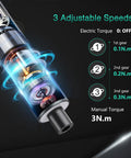 Close-up of Mini Electric Screwdriver Kit With 62 In 1 Precision Bits showing internal components and adjustable speed settings.