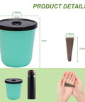 Kratky Method Hydroponic Planter Kit with eight planters and twenty four growing sponges showing planter dimensions.