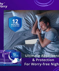 Heavy Duty Overnight Incontinence Bed Pads For Adults, Super Absorbent Leakproof Pee Protection With Lock Down Grip Backing, Next Level Dry Shield For Your Mattress 30 X 36 Inches, 70 Count Pack in a bedroom setting.