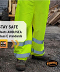 Straight Up The Ultimate High Visibility Reflective Safety Pants For Men And Women Featuring Cool Airflow Mesh For Sweltering Construction Grinds And Traffic Work All Day No Sweat Ease, ANSI compliant with reflective bands.