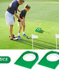 Parent and child using Two Pack Golf Putting Cup With Flag For Indoor Outdoor Practice, Putt Hole Training Aids For Kids And Adults