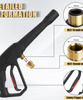 Pressure Washer Gun Replacement Kit With Jet Wand And Five Nozzles showing M22 inlets and safety trigger lock
