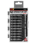 Badass SeventyFivePiece Specialty Bit Driver Set Packed With HeavyDuty Fastener Bits in clear case for easy access.