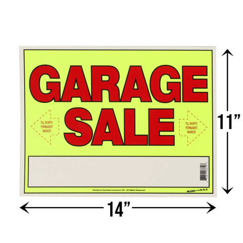 Garage Sale Sign Kit With Three Large Signs And Three 11 By 14 Signs One Thousand Two Hundred Colorful Price Stickers In Yellow Pink