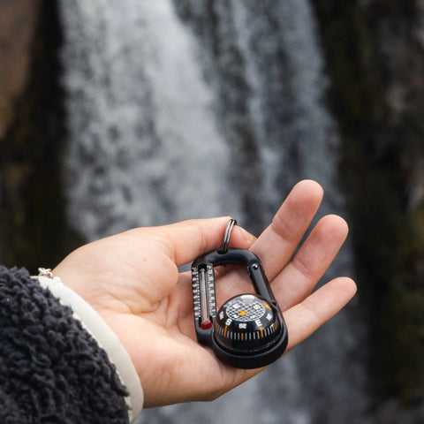 Ball Compass And Thermometer Carabiner For Hiking And Camping Clip On Grab And Go Gear For Backpacks Parkas Or Jackets