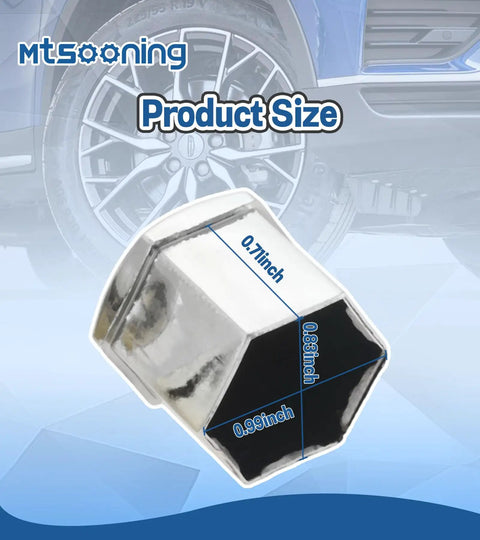 21 Pcs Car Wheel Nut Covers 21mm Universal Lug Nut Caps Chrome Gloss ABS Auto Bolt Head Protectors with size details