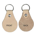Fresh Veg Tan Leather Key Fobs In A Ten Pack With Pre Assembled Hardware showing front and back views of key fob.