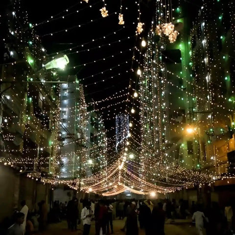 Extra Long 181 Foot 500 LED Christmas String Lights Indoor Outdoor With Clear Wire Warm White 8 Modes Plug In over street