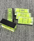 Top Tier 5 Piece Set Of Mini Magnetic Bubble Levels Your Go To Pocket Spirit Squares With Rock Strong Adhesion on a patterned background.