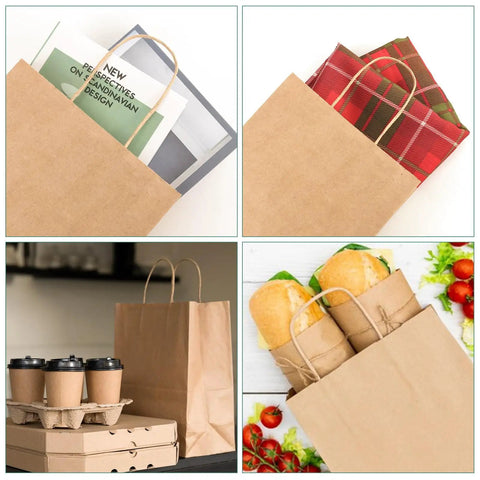 Bulk Kraft Paper Gift Bags With Handles 8x4.5x10 Inches 200 Pack Durable 110Gsm Brown Paper Bags For Shopping, Retail, Party, Wedding, Gift Wrapping And Favors