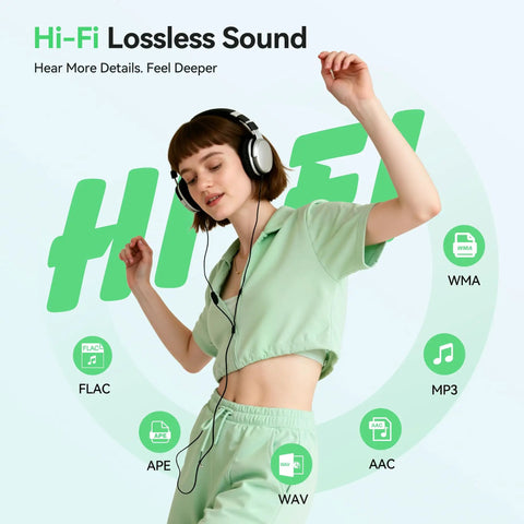 Person listening to music on Bluetooth MP3 Player With Auto Reconnect 5.4 For Instant On Listening 1.8 Inch Display.