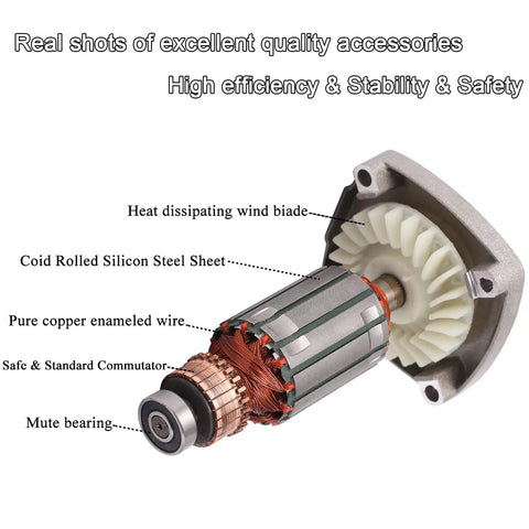 Internal motor parts of Handheld Power Concrete Vibrator 950W 13000 RPM With Two And A Half Meter Shaft Pencil Vibrator