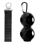 Grab And Go Golf Ball And Tee Holder With Bag Clip Holds Two Balls And Seven Tees Black; black holder with carabiner attached.