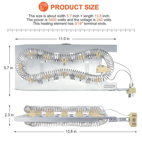 Upgraded 3387747 Dryer Heating Element Kit For Whirlpool Kenmore Elite He4 90 Series Replacement with housing and coil dimensions