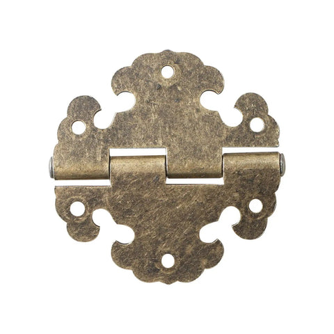 Vintage Round Flower Hinge Kit For Jewelry Boxes And Small Cabinets Rock Solid Zinc Alloy Build decorative hinge with ornate design