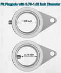 Premium Aluminum Flag Pole Rings Featuring Smooth Three Sixty Rotation And Corrosion Resistant Locking Clips To Keep Your Banner Rolling Clean And Tangling Free On Windy Days For Half To One Inch Diameter Masts Silver Two Pack, showing 0.75 and 1.02 inch fitting.
