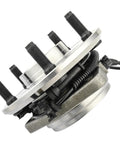 Side view of front wheel hub and bearing assembly for Jeep Wrangler 2007-2016 with five lugs and ABS, direct fit replacement.