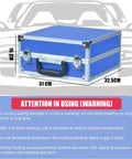 Blue carrying case for Electromagnetic Induction Auto Body Dent Repair Kit 1380W with warning instructions.