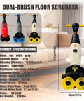 Walk Behind Floor Scrubber Machine With 17 Inch Cleaning Width Lightweight 44 Lb Electric Floor Washer Dryer shown in home setting