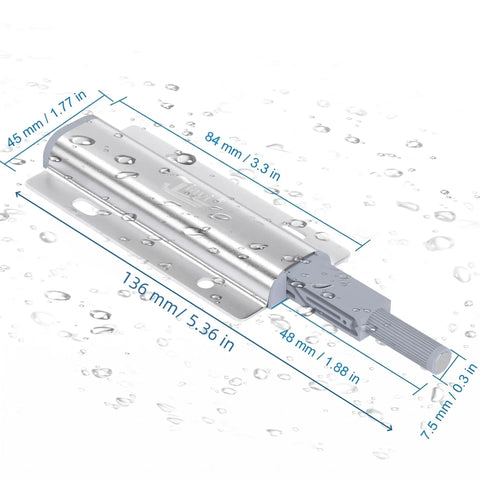 Push To Open Cabinet Latch Set 2 Pack Magnetic Touch Latches For Hidden Doors No Knobs Needed Silver Finish dimension view
