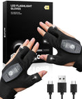 Rechargeable Flashlight Gloves For Men Ultra Bright 3-Finger LED Waterproof Finger Lights For Camping Fishing And DIY Repairs