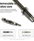 Close-up of removable air valve core for 2 Pack Gravel TPU Bike Inner Tubes For 700x32-47C And 29 Inch MTB Tires; metal Presta design.