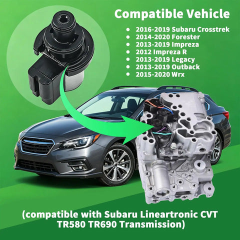 Subaru Torque Converter Clutch Lock Up Solenoid 3.2 To 3.7 Ohm Replacement For Lineartronic CVT TR580 TR690 on Subaru CVT valve body