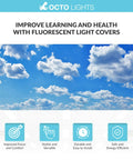 Fluorescent Light Covers For Classroom And Office Soften Harsh Glare To Ease Eye Strain And Headaches Cloud 001 4 Pack