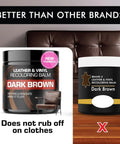 Real Deal Dark Brown Leather Recoloring Balm To Bring Couch Back To Life Knock Out Nasty Scratches Fast While Conditioning And Restoring Faded Leather Look Sharp on display with couch background.