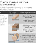 Guide for measuring chair legs for 32 Pack Chair Leg Floor Protectors With Felt Bottom And Silicone Pads For Hardwood Floors Anti Scratch Noise Reducing Rubber Caps For Chairs Black Medium Size.