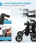 2 In 1 Folding Rollator Walker And Wheelchair Combo With Brakes For Seniors Aluminum Mobility Aid Height Adjustment Feature