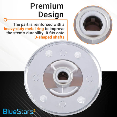 Unbreakable Control Knob With Metal Ring For GE Dryers And Washers Pack Of 2 Replaces WE01X20432 WH01X10307 WH01X10460 D Shaped Shaft 2 Inch Diameter Durable Dial Knob
