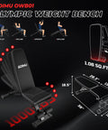 Built Like A Tank Power Cage Rack With Cable Crossover System And 2000 Pound Load Bearing Capacity For Game Changing Home Gym Setup Including Black Steel Framing Multi Function Workout Machine With Extra Training Attachments - Adjustable Olympic weight bench with dimensions 28.3" x 39" x 18.5".