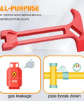 4 In 1 Emergency Tool Quick Gas And Water Shut Off Wrench, Non Sparking Pry Bar, shown in vibrant red alloy