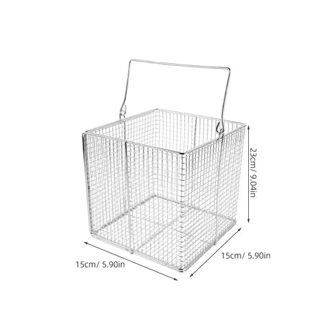 Ultrasonic Cleaning Basket For Industrial Use With Stainless Steel Handle 9x5.9 Inch Fine Mesh Parts Washer Basket Open Mesh Design For Jewelry And Tools Built Tough For Shop And Lab, 15x15x23cm dimensions