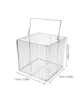 Stainless Steel Ultrasonic Parts Cleaner Basket With Swinging Handle Heavy Duty High Temperature Resistant Open Mesh Design 15x15x23cm