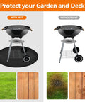 Comparison of grill with 48 Inch Round Fire Pit Mat For Outdoor Pits And Grills 1800 F Fireproof, showing protected and damaged surfaces.