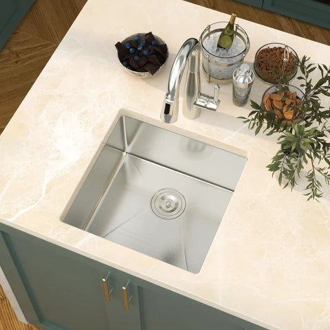 Undermount Kitchen Sink 23x18 Inch Stainless Steel 16 Gauge Single Bowl 10 Inch Deep T304 Food Grade with counter view