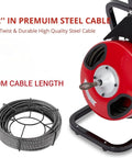 Electric Drain Auger With 30 Meter Steel Cable Drain Snake 250W Motor shown with premium 30m steel cable for heavy-duty use.