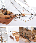 Wooden Ship Model Kit for Grownups One Ninety Six Scale Harvey 1847 Trading Ship with metal accessories and lifeboat detail