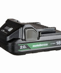 18V 2.0Ah Lithium Ion Battery With Fuel Gauge For Power Tools, Lightweight Slide Type Pack At About 0.84 Lb, shown on side view