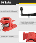 Built Tough Heavy Duty 3/4 Inch Pipe Clamps For Woodworking handle design, featuring ergonomic grip and four plate clutch.