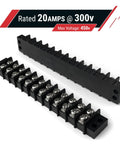 Top Shelf 12 Circuit Screw Terminal Junction Block With Barrier Strips Rated 300 Volts 20 Amps Handling 22 To 12 Gauge Wire For No Sweat Wiring Jobs 10 Pack Brass Contacts