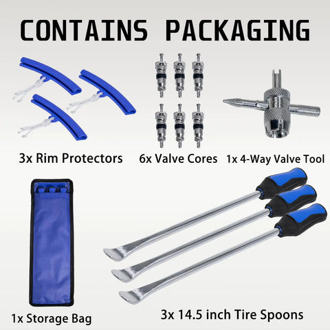 14.5 Inch Steel Tire Spoons Tire Changing Kit For Motorcycle Dirt Bike Lawn Tractor Bicycle And More Includes 3 Tire Removal Tools