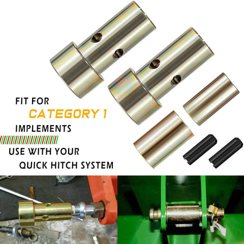 Cat 1 Quick Hitch Adapter Bushing Kit For Category 1 3 Point Tractors And Implements, steel bushings and pins for quick hitch use