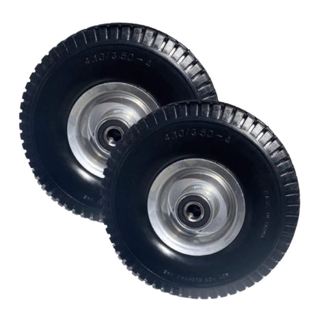 Flat Free Foam Filled Replacement Tires Set Of 2 For Jungle Wheels Sulky Carts And Hand Trucks 10 Inch Size 4.10 By 3.50 By 4