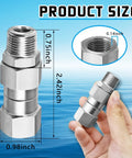 Three Eighth NPT Pressure Washer Swivel Fitting Anti Twist Connector 360 Degree Stainless Steel Male To Female For Hose And Gun Kink Free Joint Two Pack, 2.42in